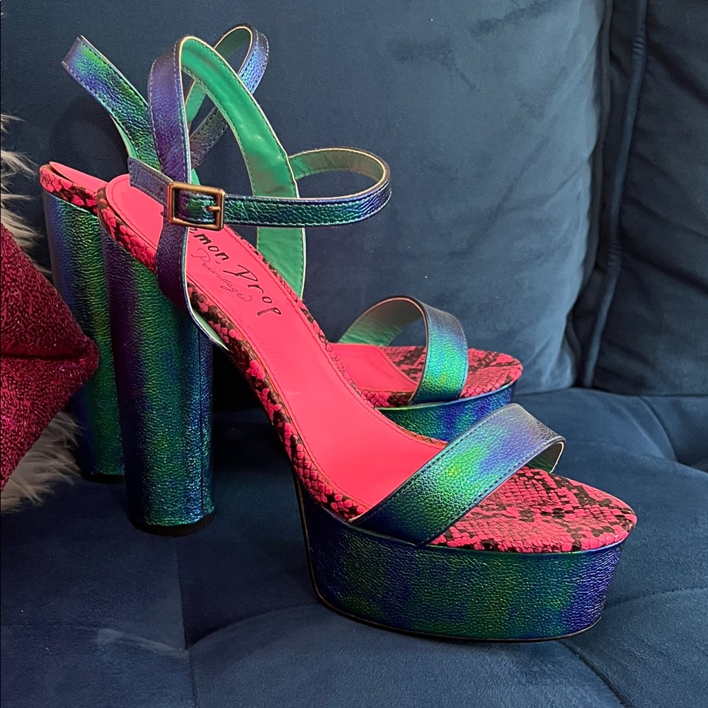 Vibrant Multicolor Platform Heels